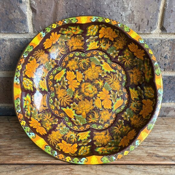 Daher Decorated Ware 1971 Tray Autumn Floral Brown Orange Green Turquoise - Picture 1 of 9